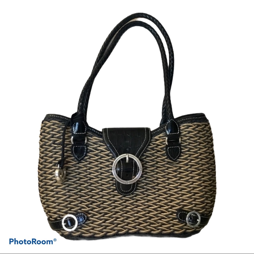Brighton Woven Straw Bag with Silver Hardware